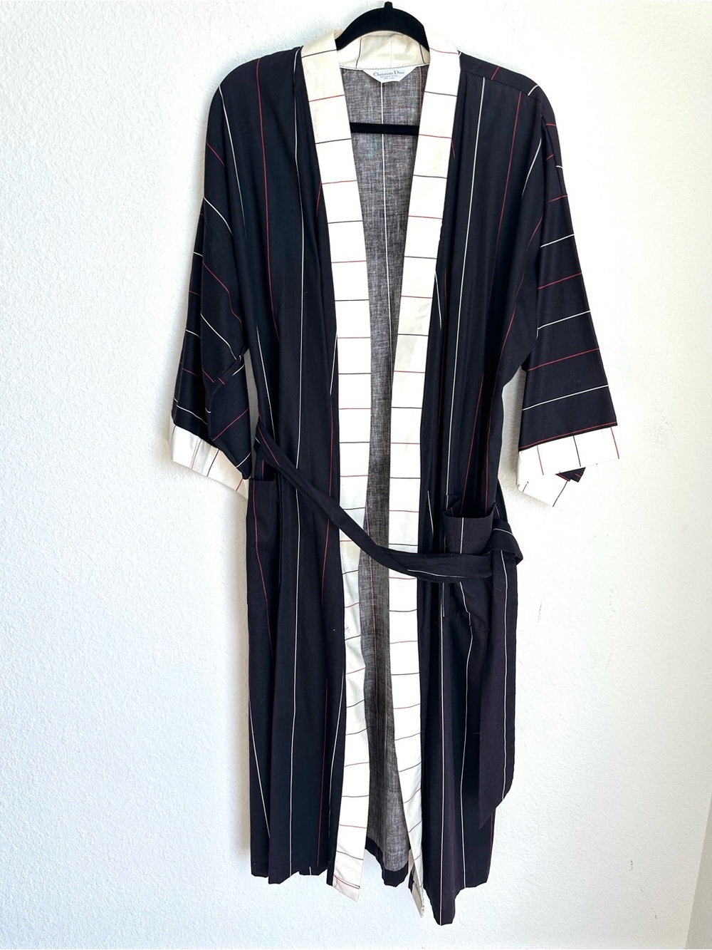 Vintage Christian Dior Monsieur Luxury Designer Kimono striped‎ Robe